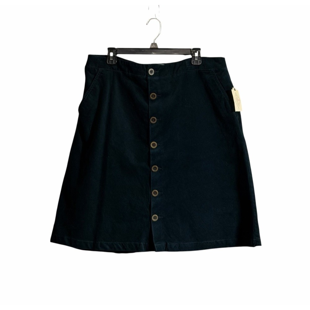 St Johns Bay Skirt Size 16P A-Line Button Front Knee Dark Teal NWT
